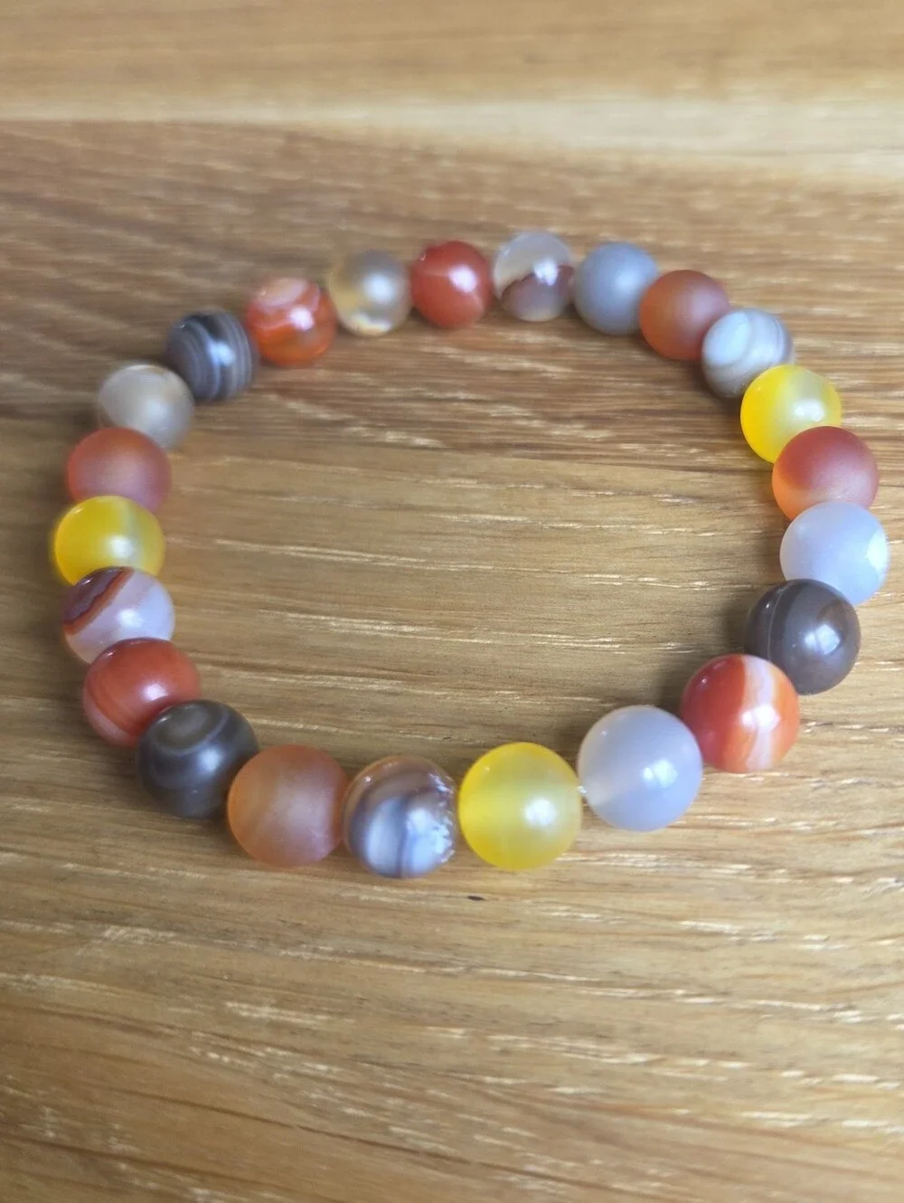 Carnelian & Agate Beaded Stretch Beaded Bracelet | Handmade